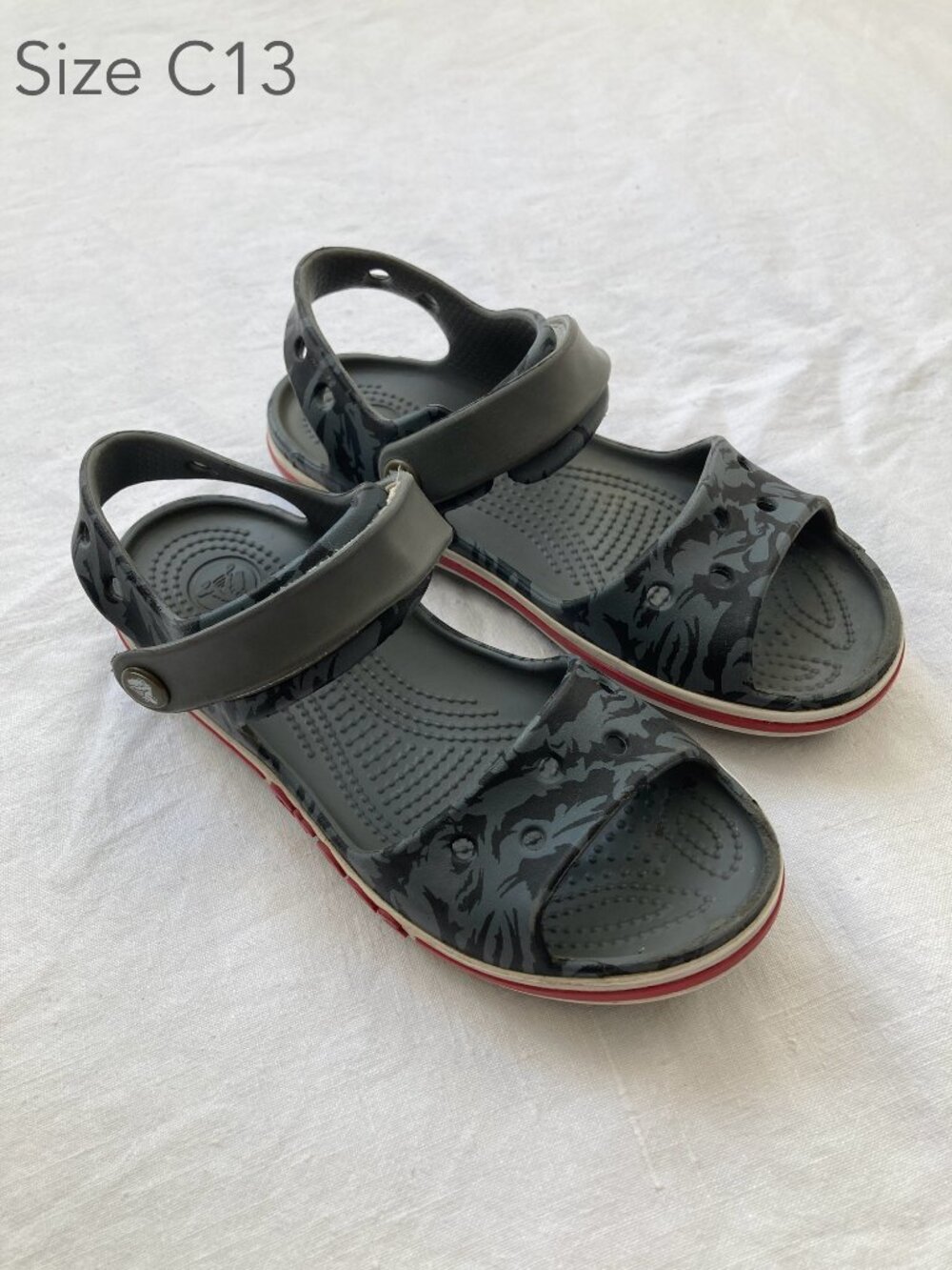 Crocs Size C13 Kid Slate Grey Bayaband Sandals Velcro Summer Beach Water Play